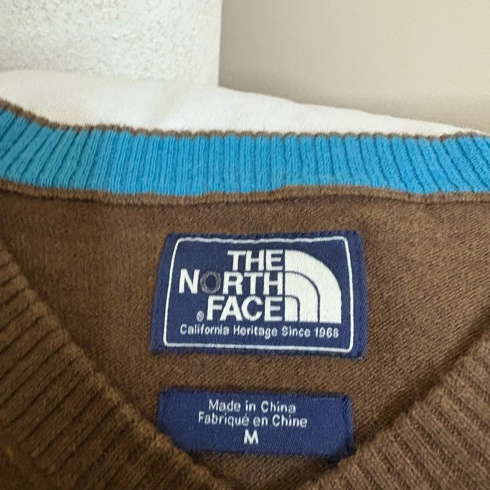 The North Face Sweater Men's MBrown Wool Blend Camp Hike Golf Logo BB5